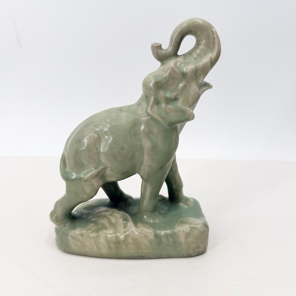 Vtg 1930 Rookwood Pottery Green Elephant Bookend Paperweight William Mcdonald